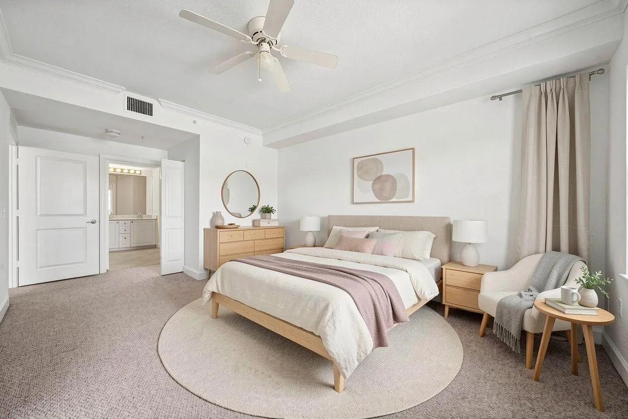virtually staged primary bedroom