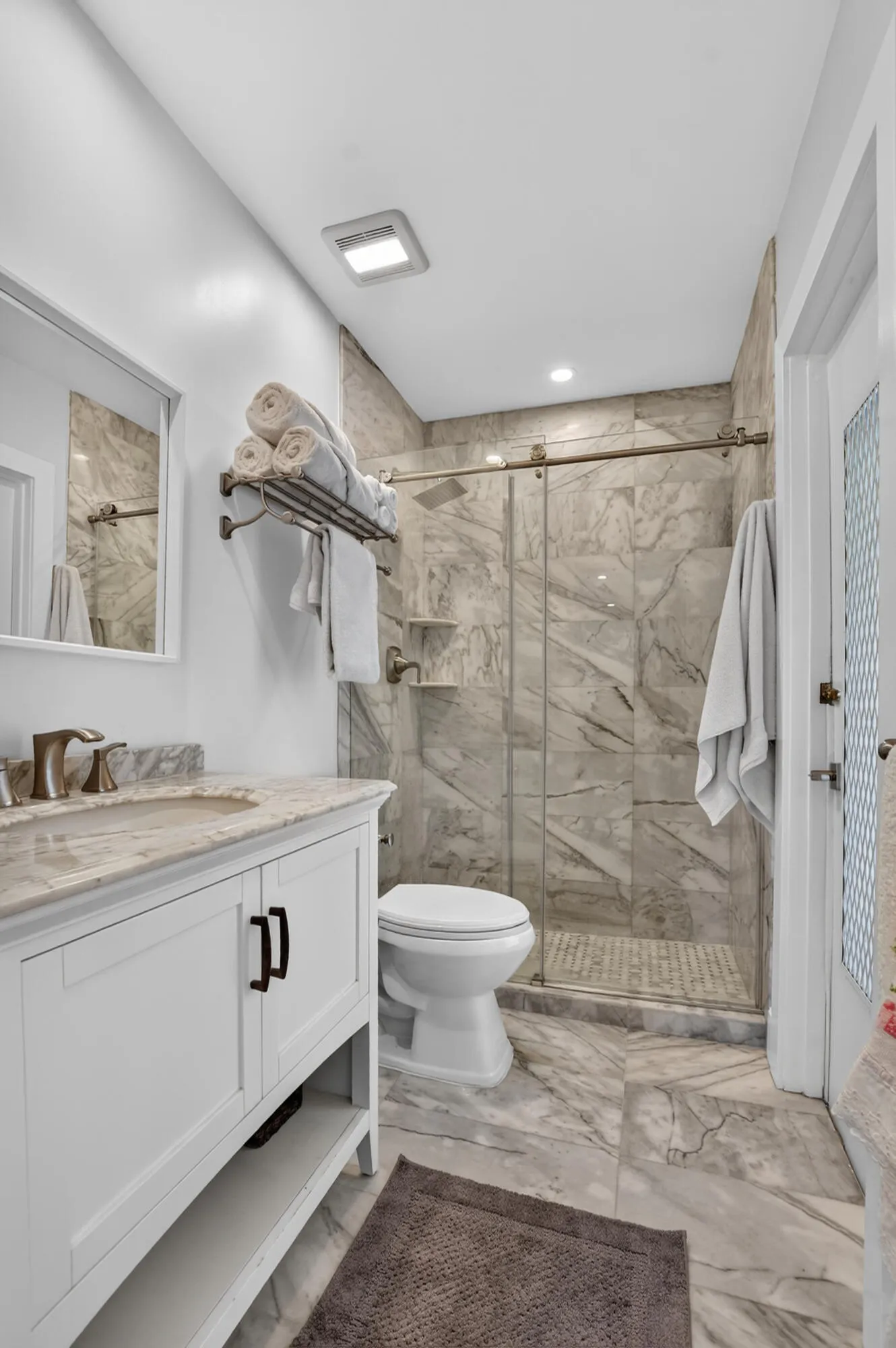 Master bathroom with access to backyard/pool