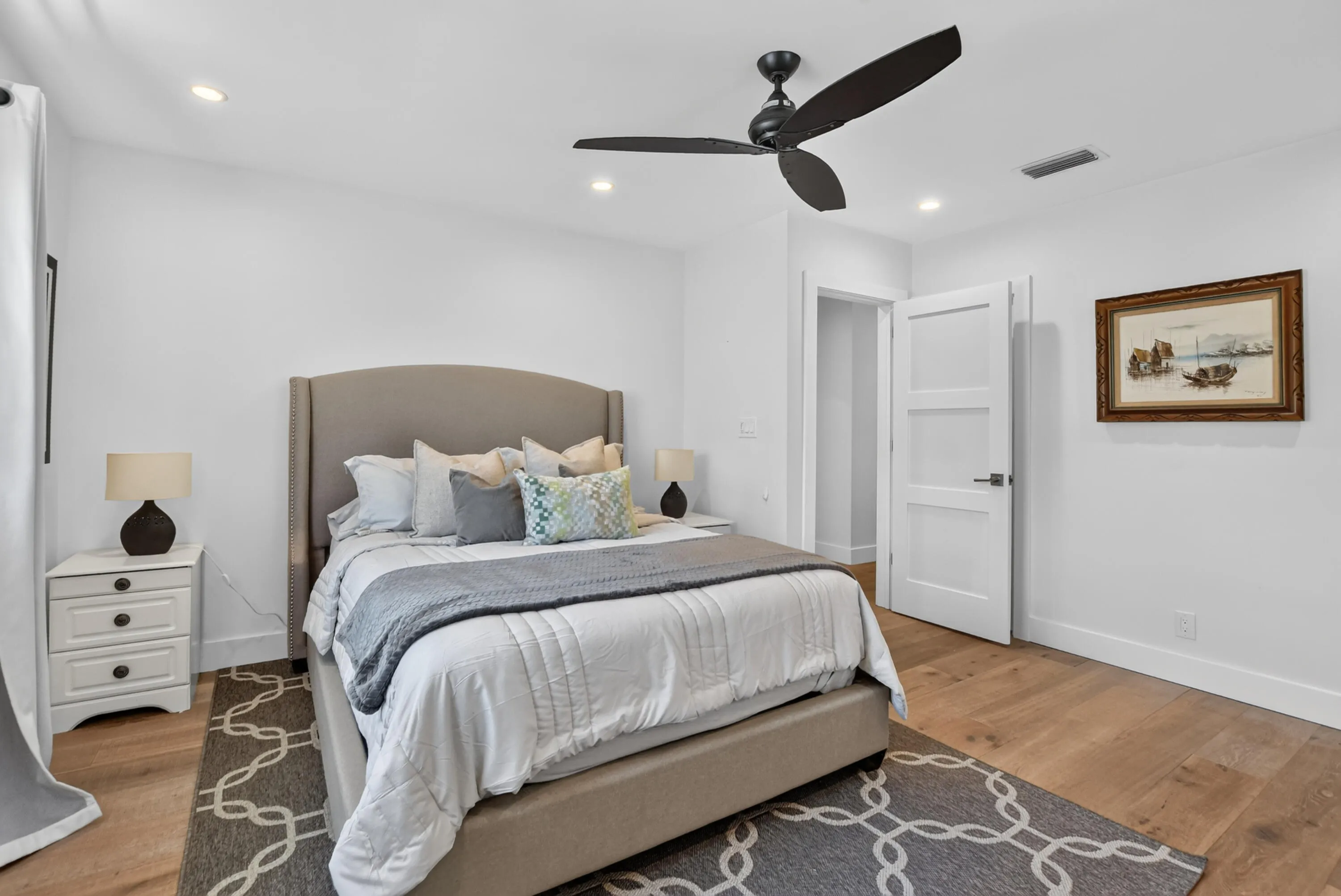 Master Bedroom with walking closet and master bathroom with pool/backyard access