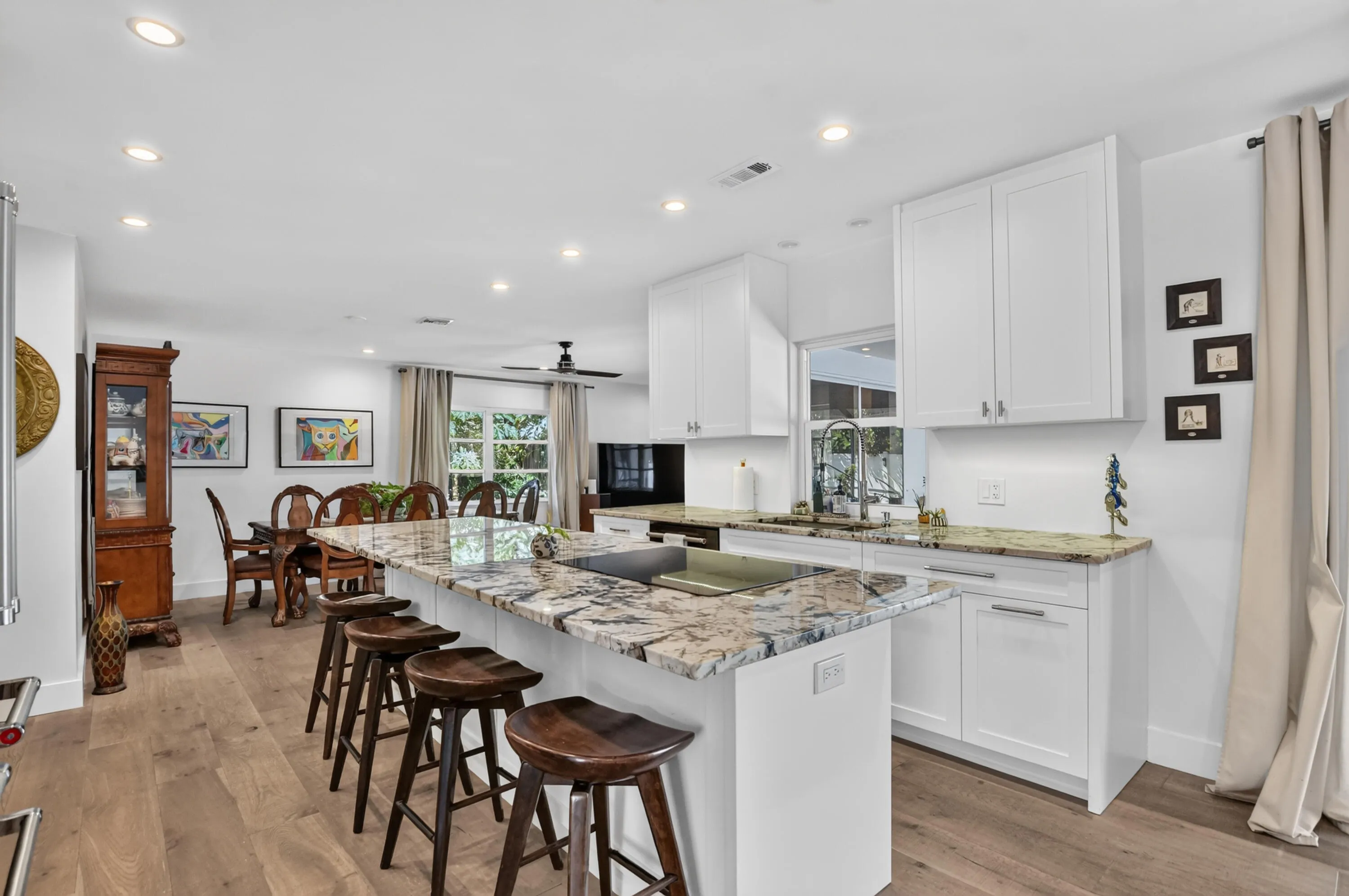 Kitchen with island and sitting area