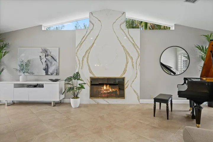 Gas Burning Marble Fireplace