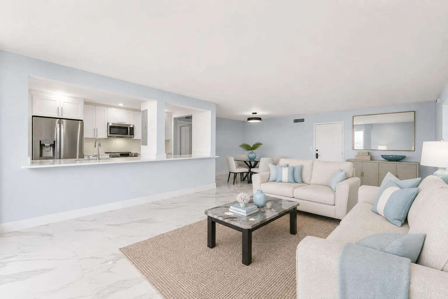 Stunning flooring throughout. with large island bar and open plan. Partial virtual staging.