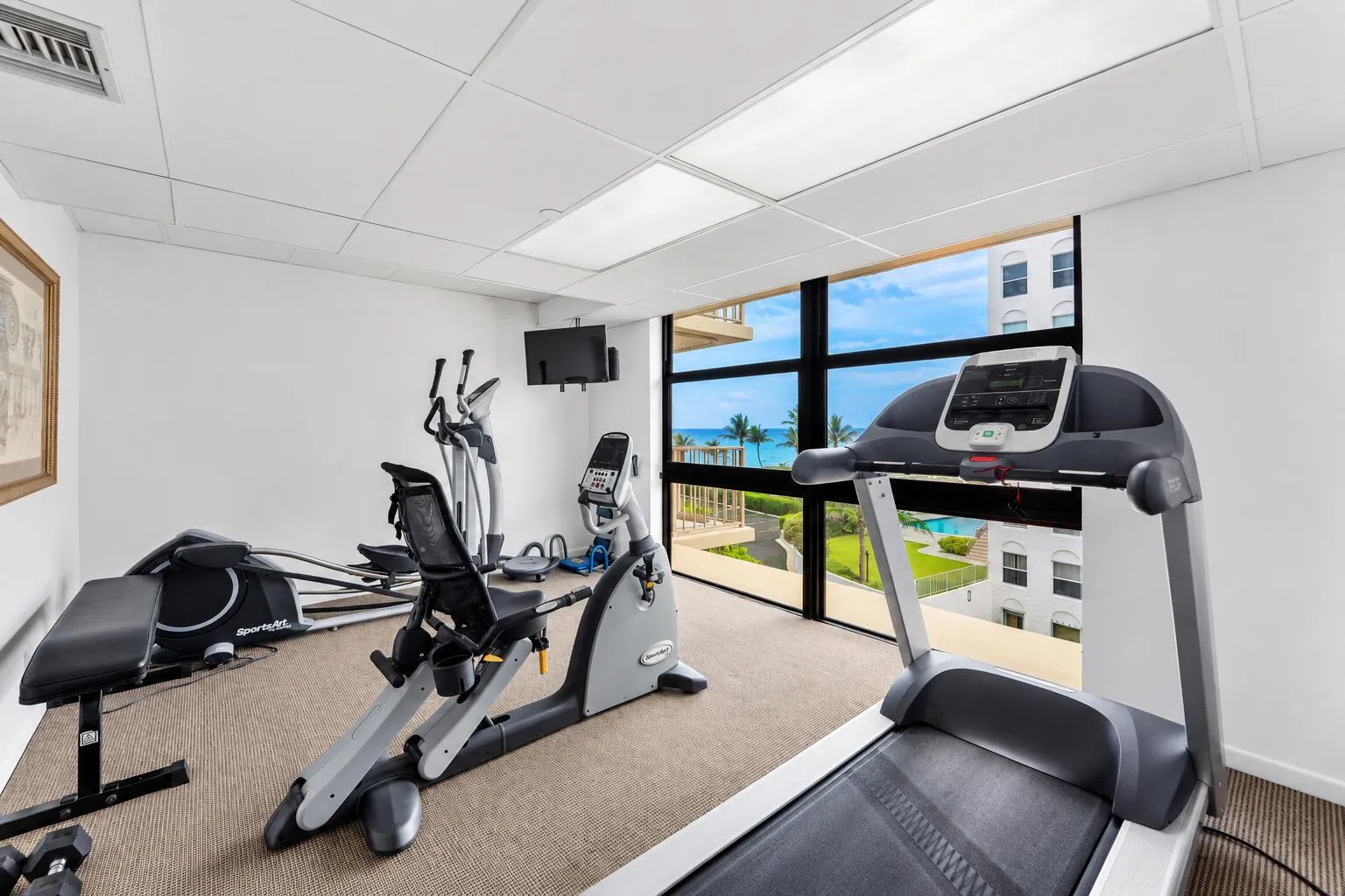 Gym in each building w/ water views
