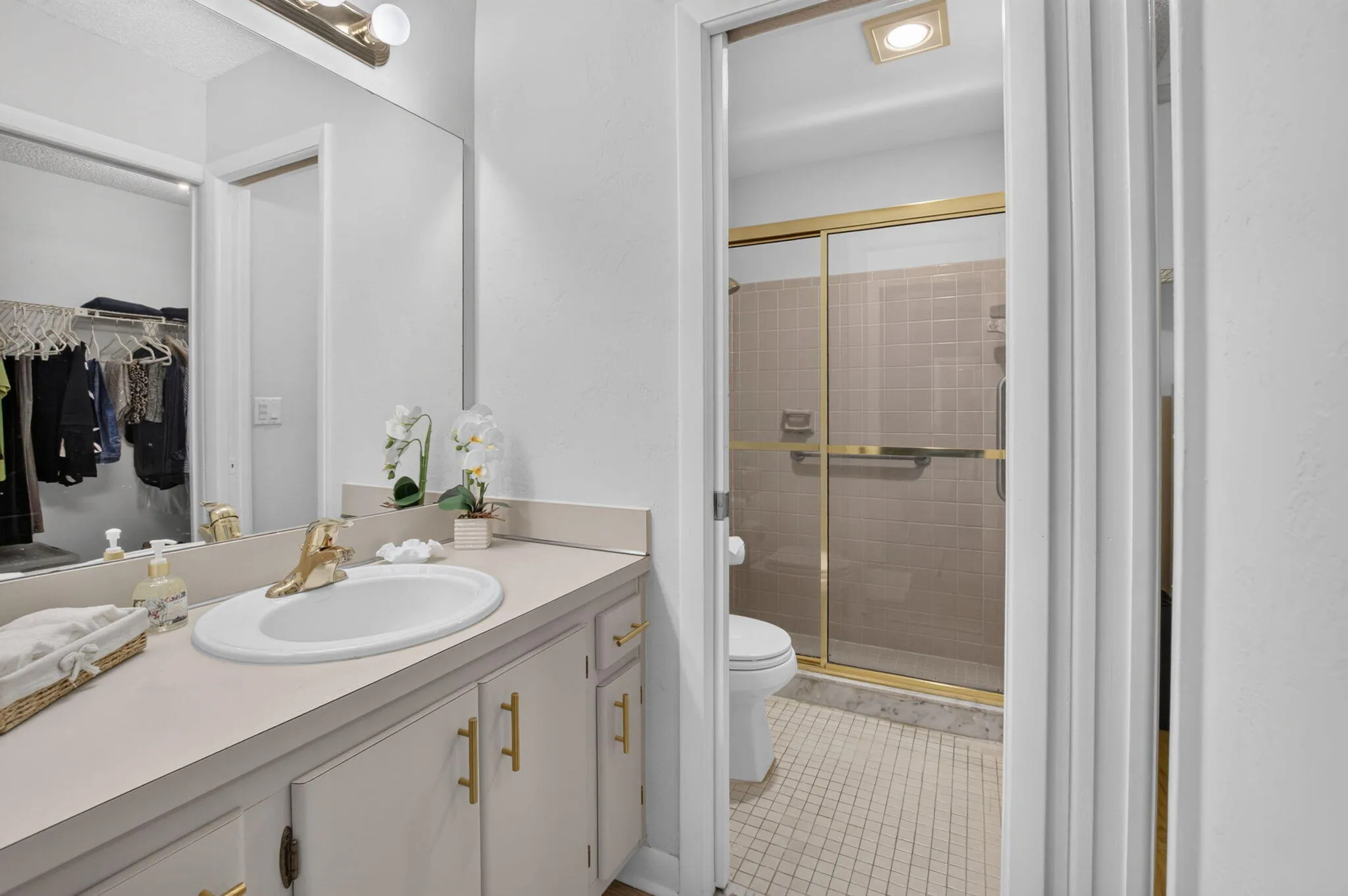 Pocket doors for shower and master closet
