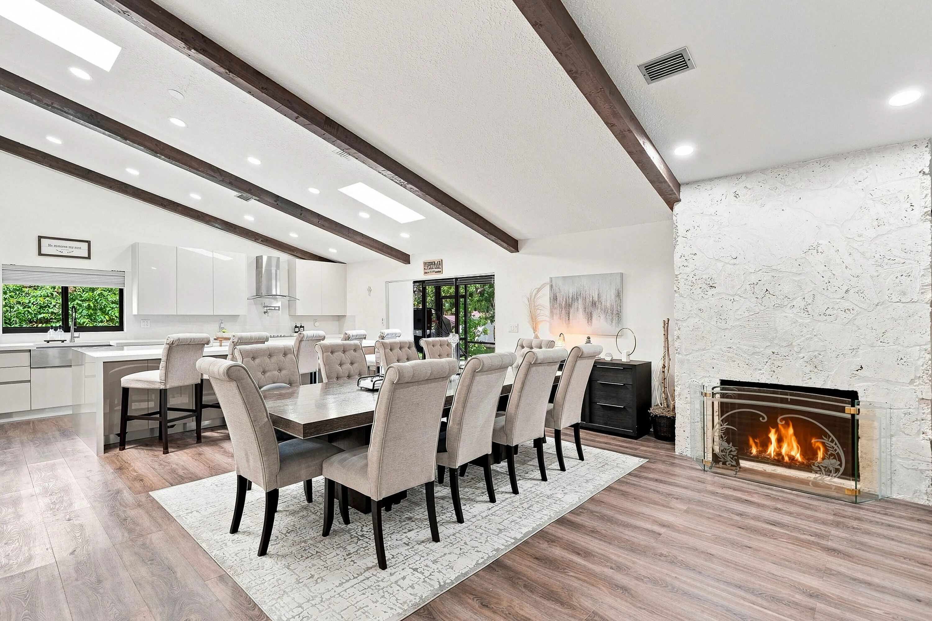 Dining Area with Fireplace
