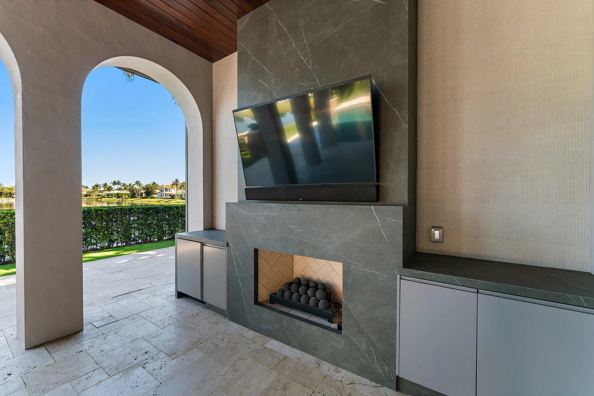 Fireplace under Covered Patio