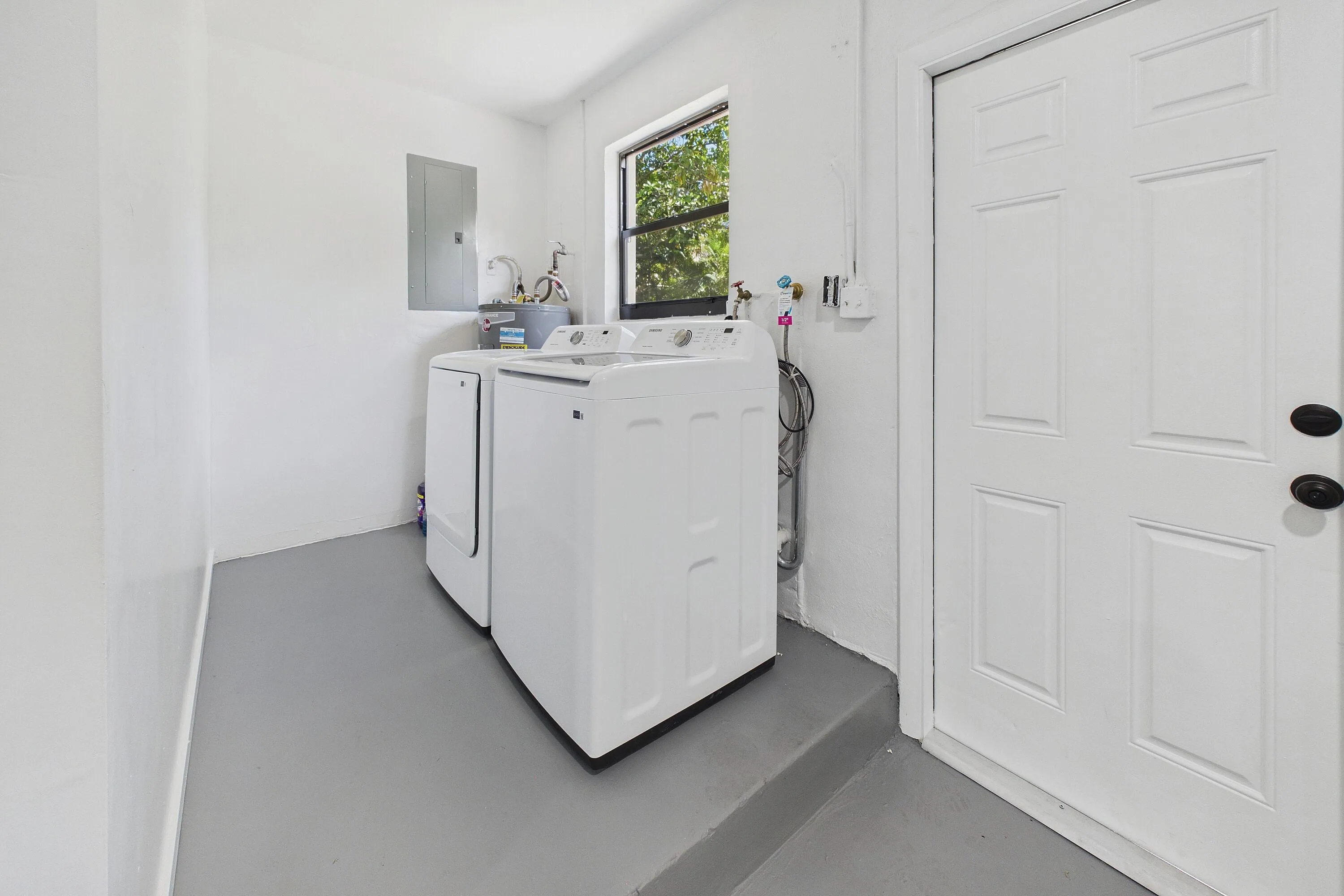 Laundry room in garage