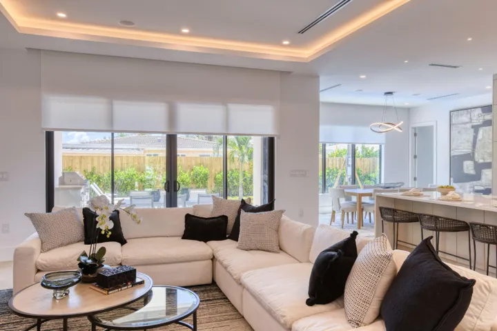 Motorized shades throughout
