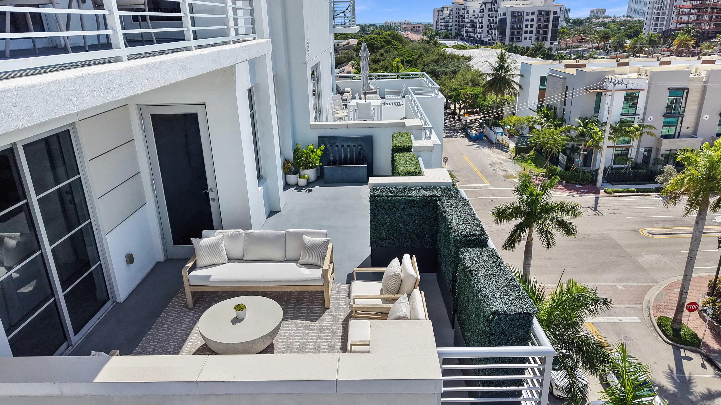 Elevated outdoor living within Tower 155, positioned in the heart of Downtown Boca Raton. VIRTUALLY ADJUSTED.