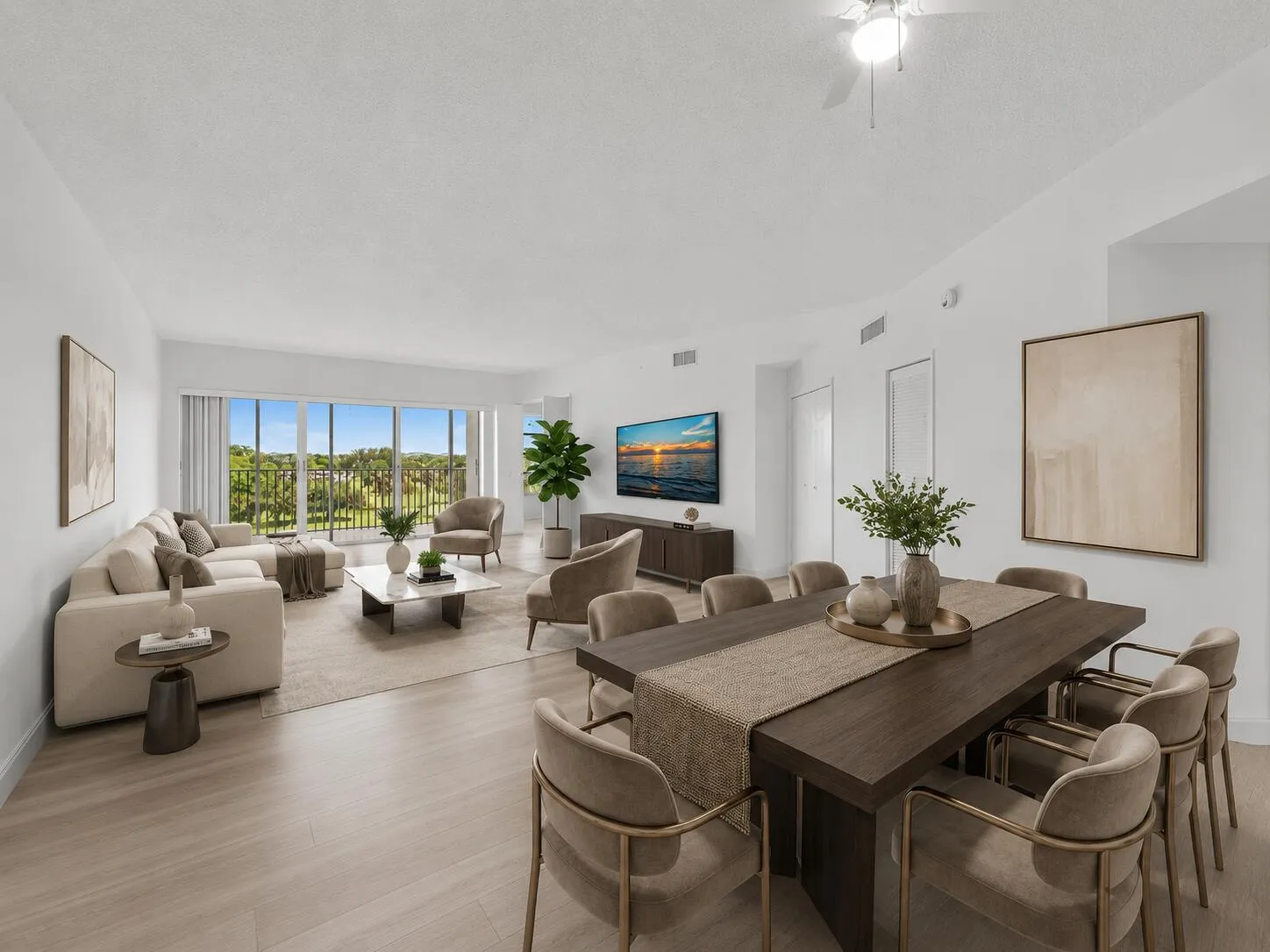 VIRTUALLY STAGED Living and Dining with