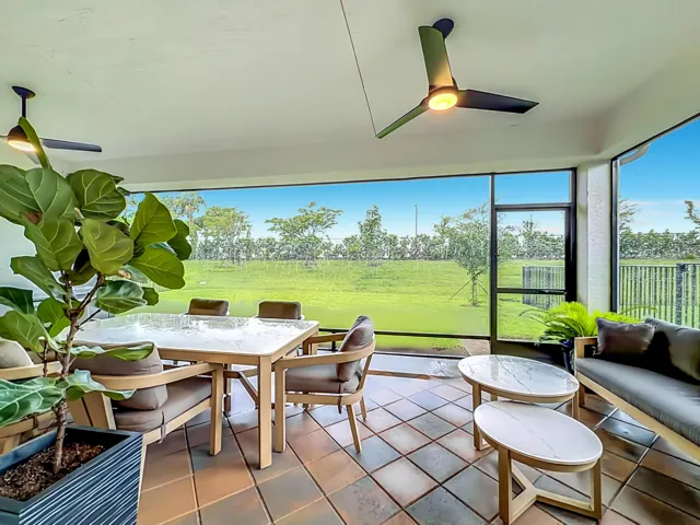Screened patio overlooking berm