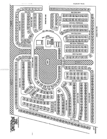 Plat Map. Illustrating the numbered lot layout, common areas, and infrastructure for the property