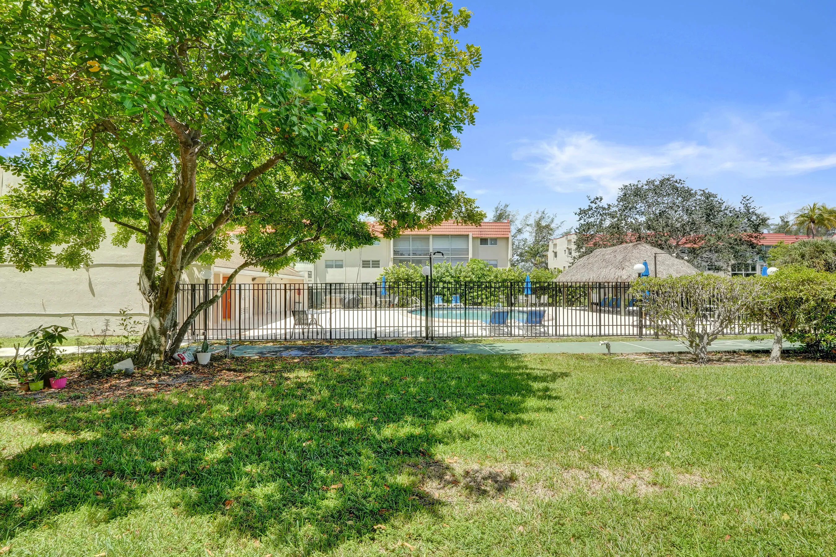 Pool directly behind unit