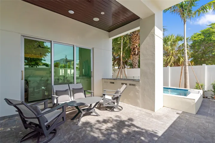Patio Featuring Private Plunge Pool, Gas Fireplace, Outdoor Kitchen, and more!