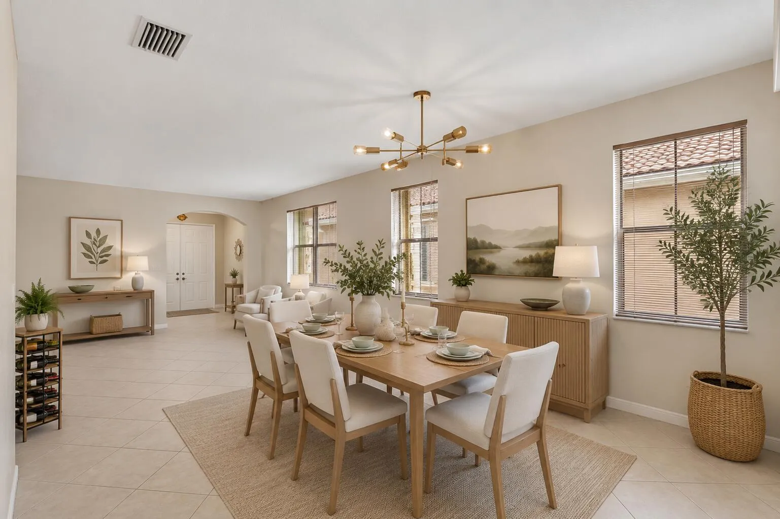 Virtually staged dining room