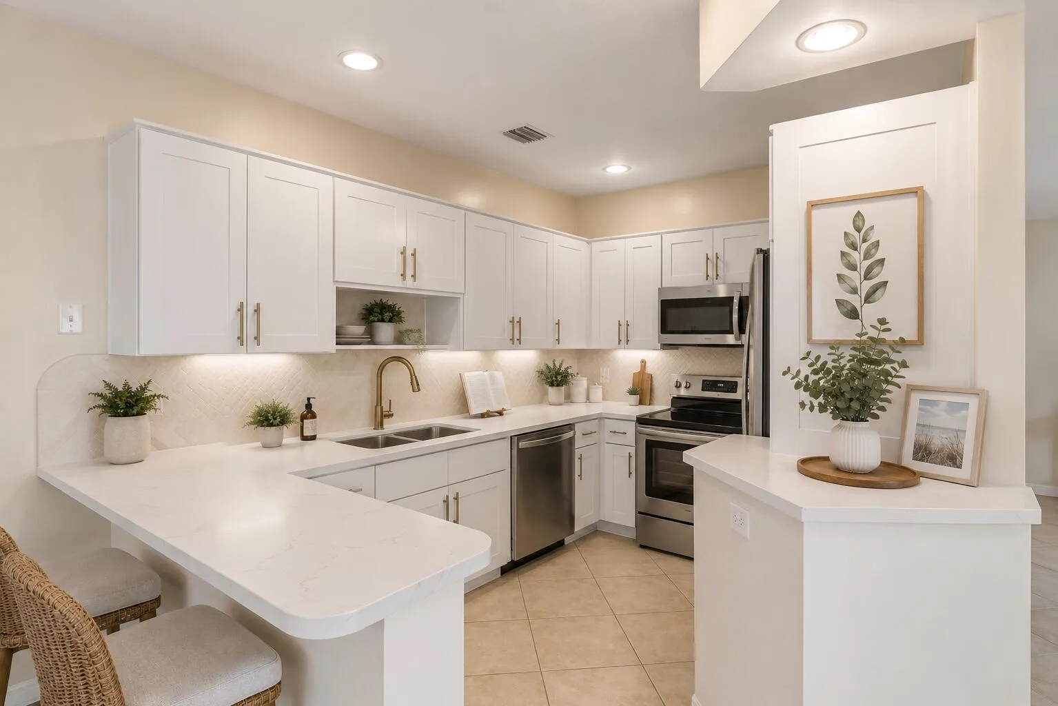 Virtually altered kitchen to show the potential with minor updates.