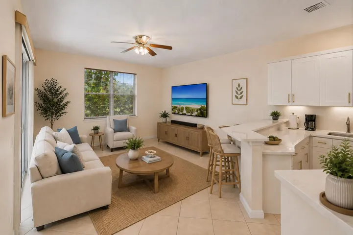 Virtually staged family room