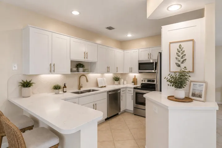 Virtually altered kitchen to show the potential with minor updates.