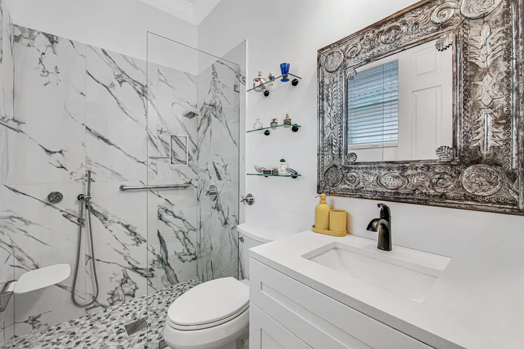gorgeous, updated guest bathroom