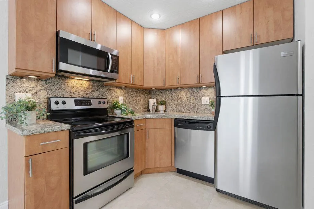 Updated kitchen with under cabinet lighting