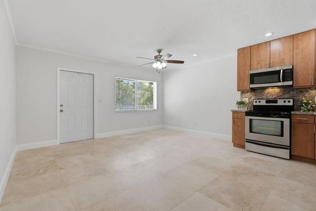 Marble floors, impact windows, ceiling fan