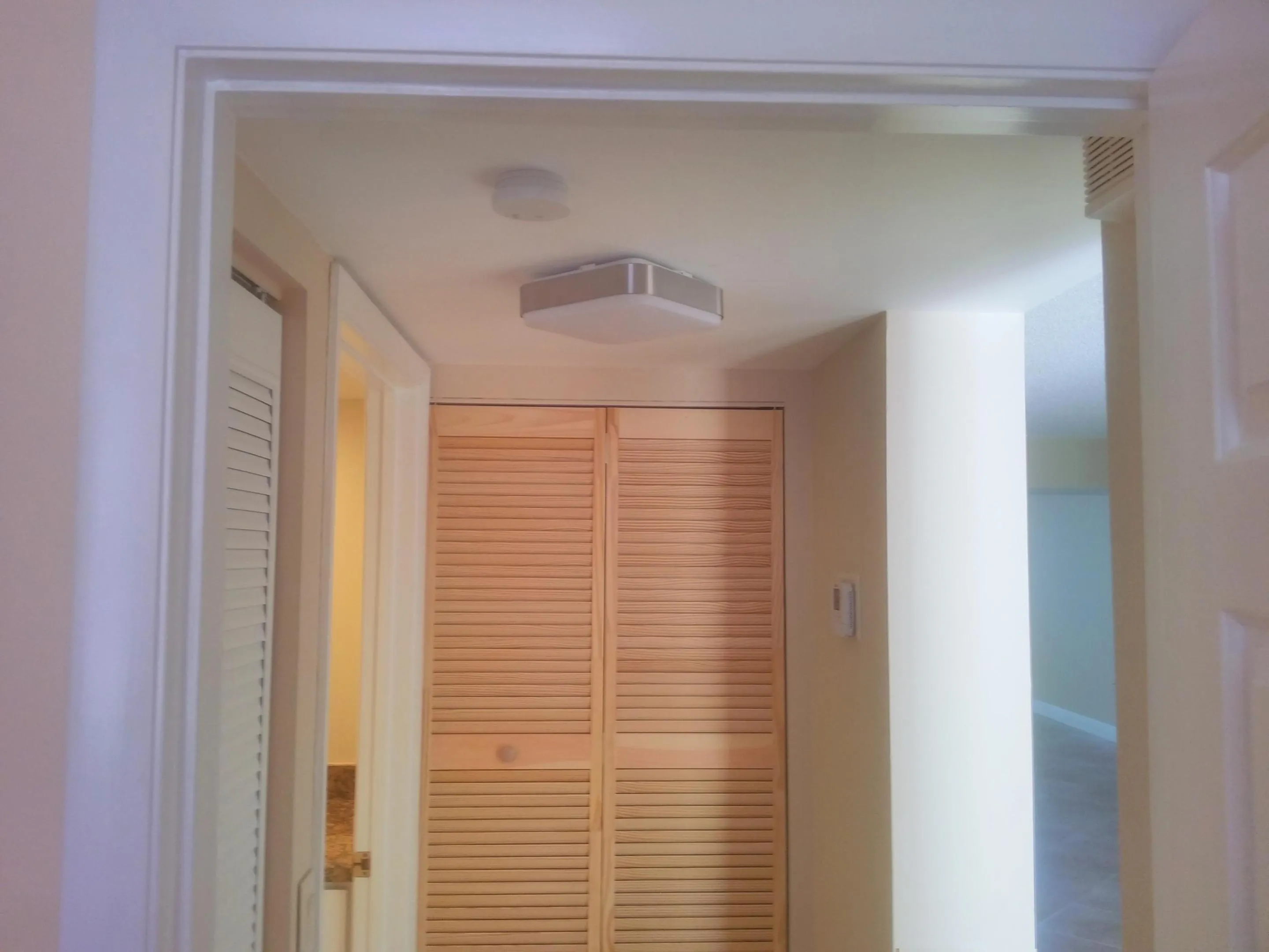 Linen closet is on the left.
