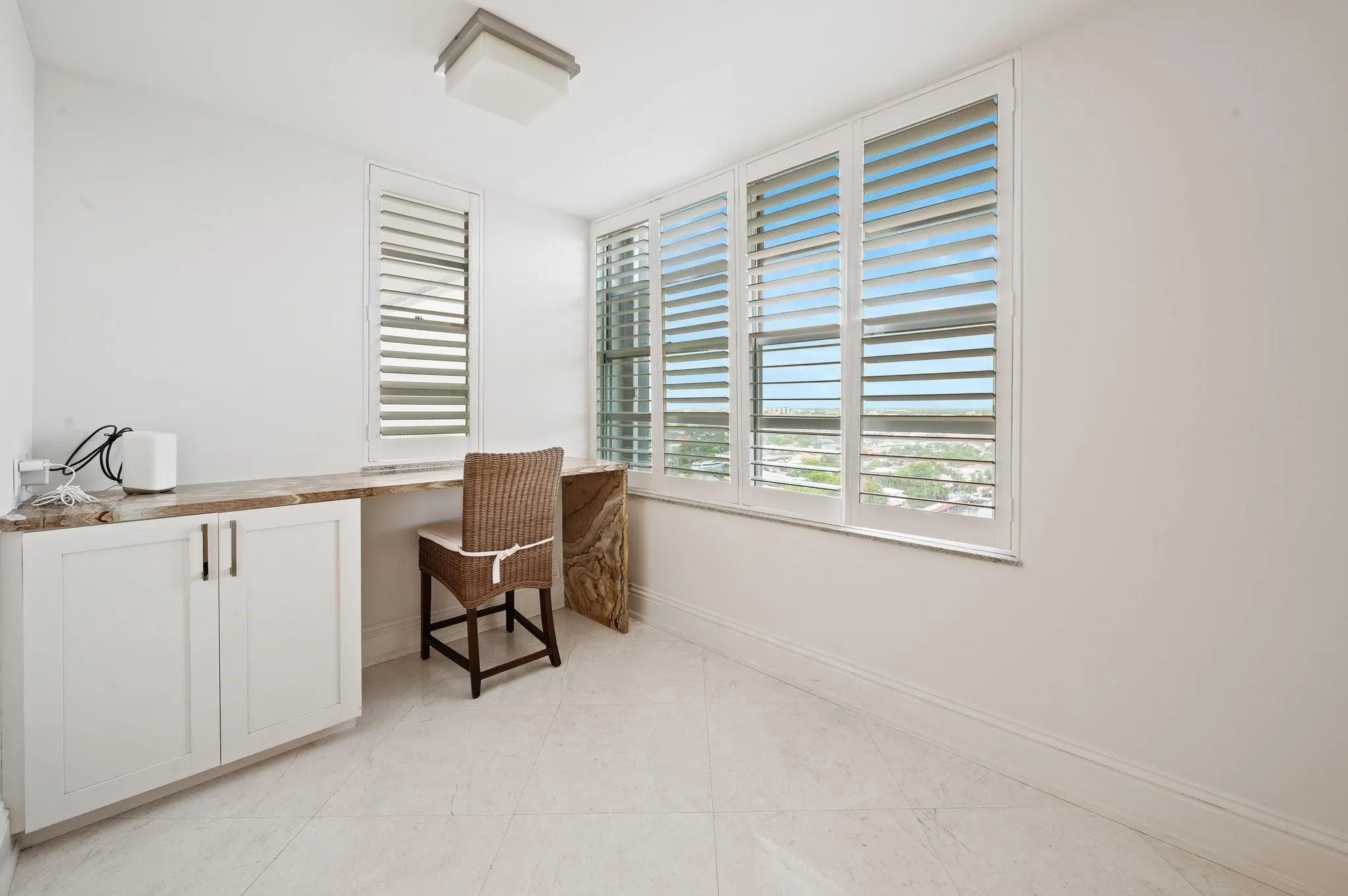 Office nook with stunning views off the kitchen