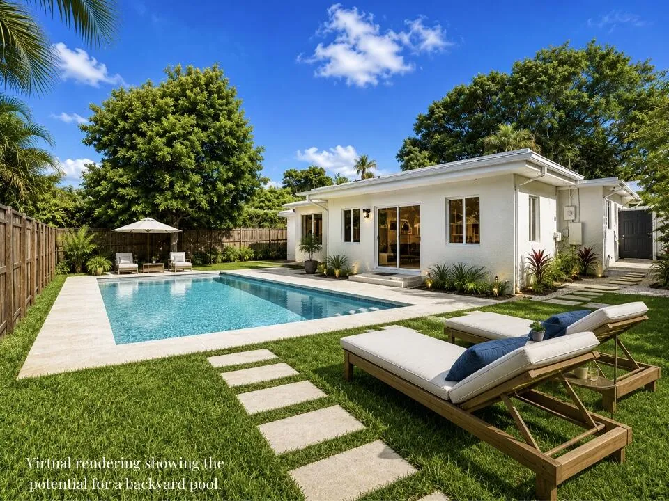 Virtual rendering showing the potential for a backyard pool.