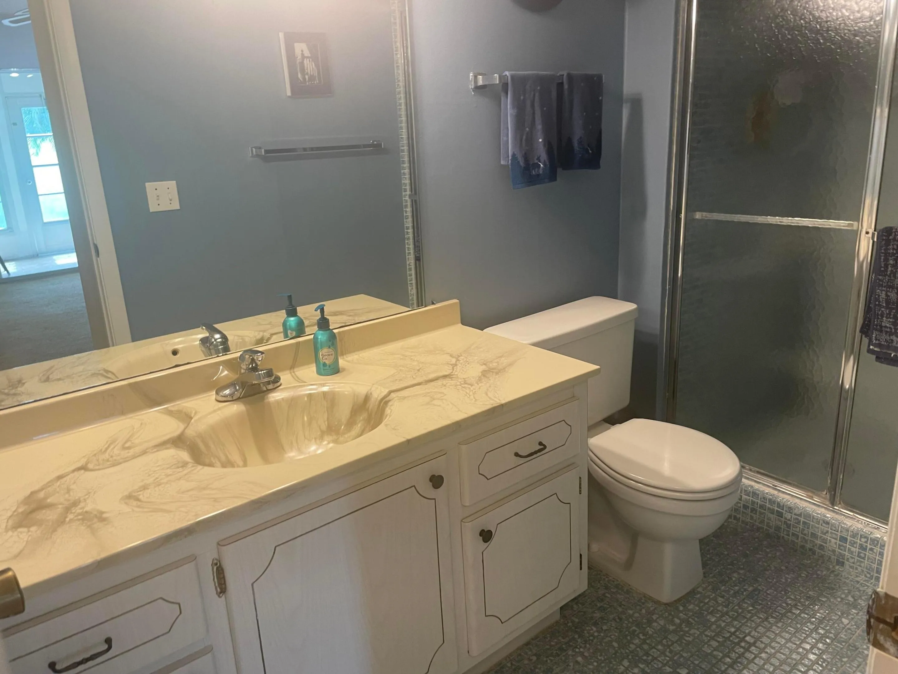 Guest Bathroom with Sliding Glass Doors