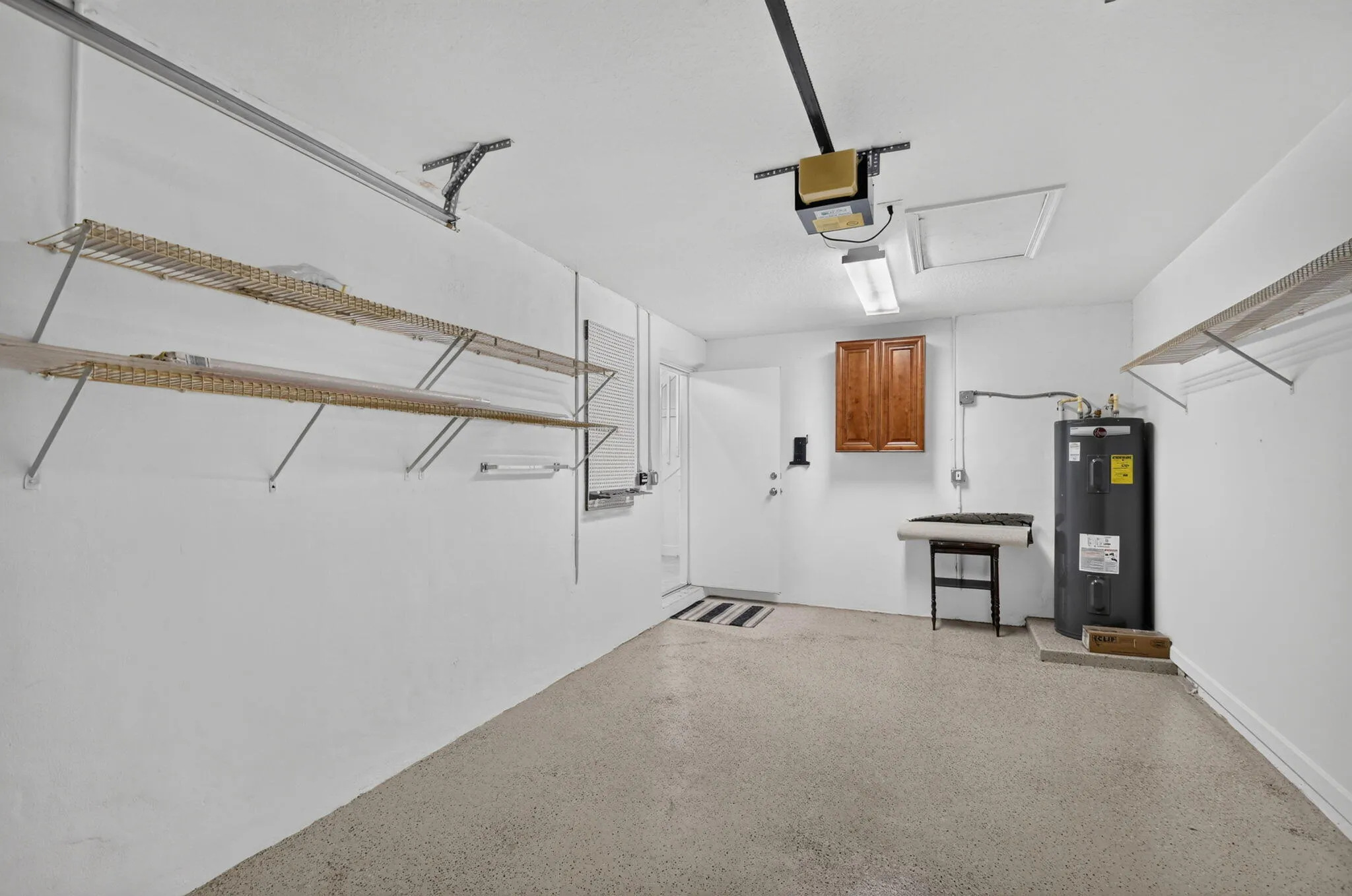 Garage with painted floor