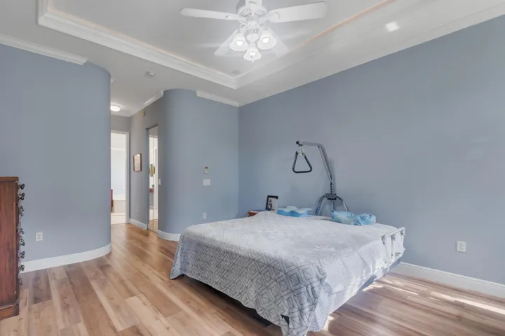 Large Primary Bedroom with Architectural Rotunda Wall. Tray Ceilings.