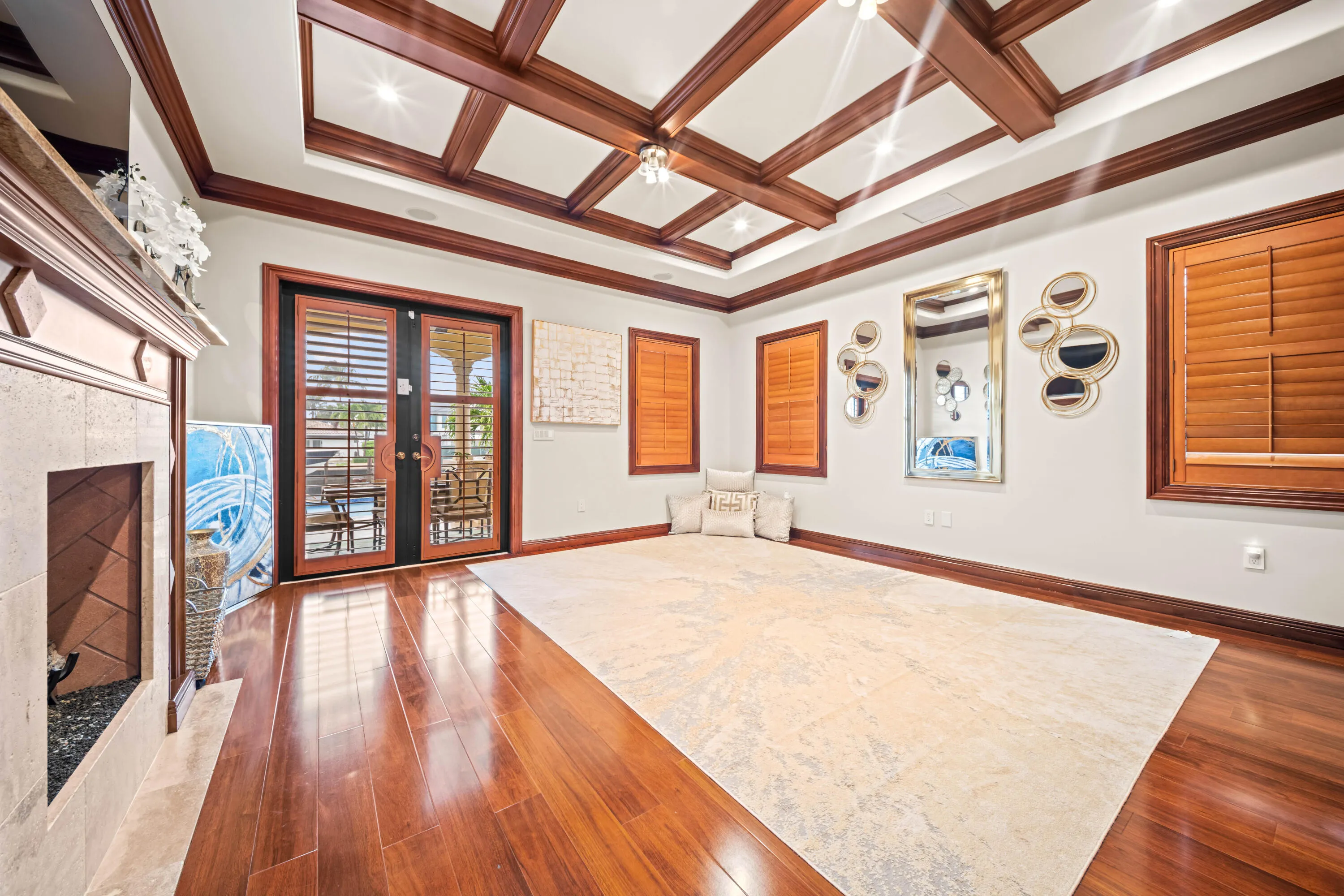 Private Entertainment Lounge with Fireplace and wet bar