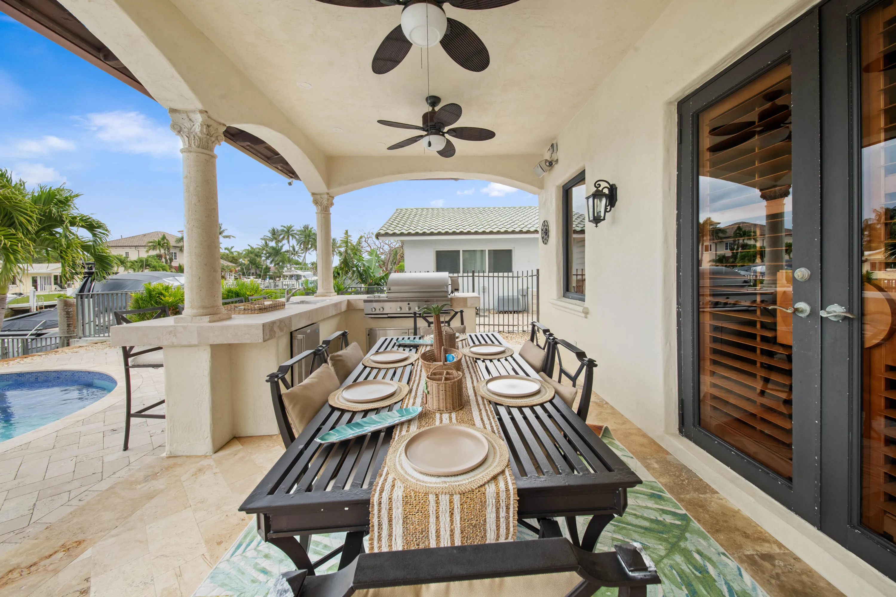 Covered Outdoor Kitchen and Dining Terrace