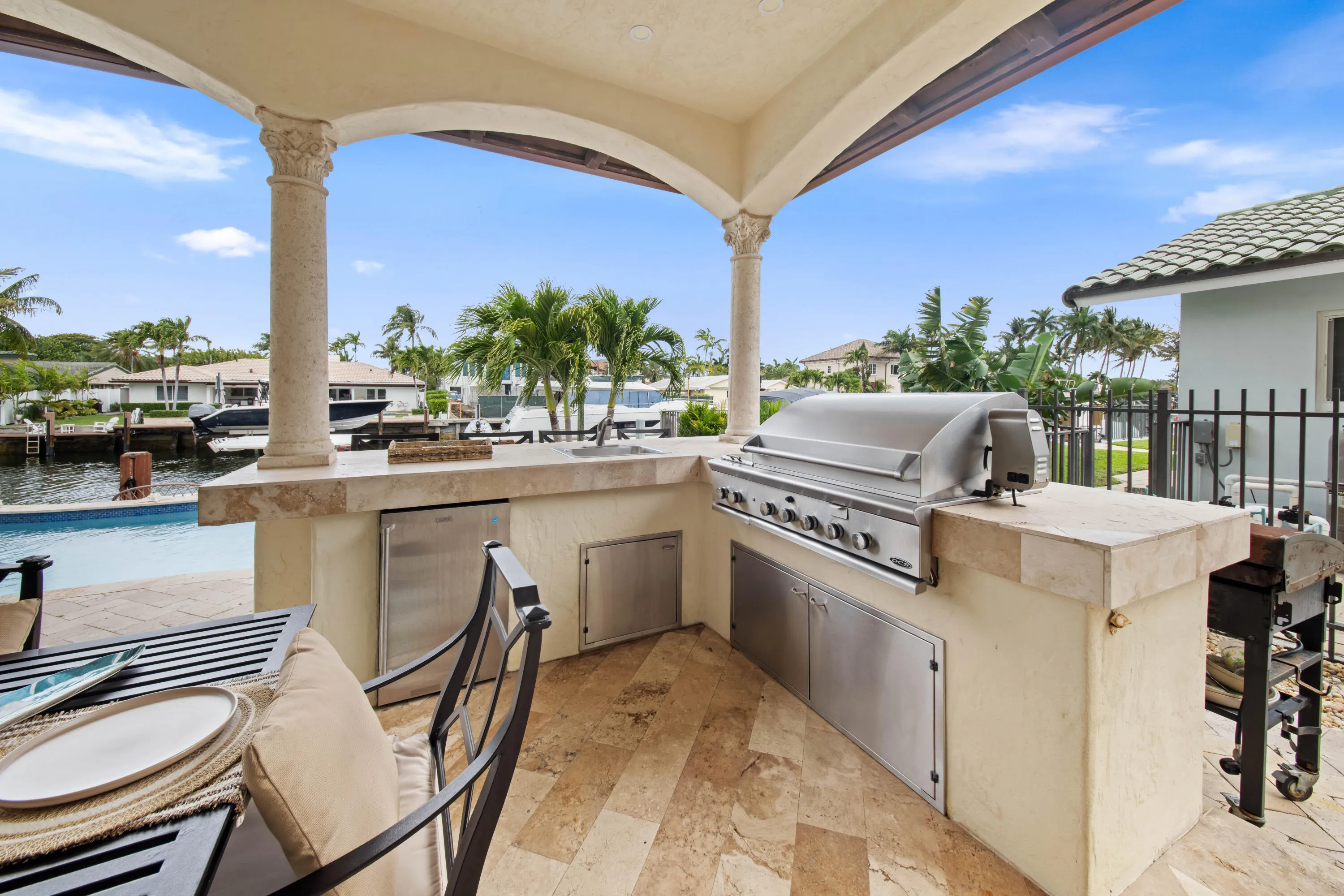 Covered Outdoor Kitchen and Dining Terrace