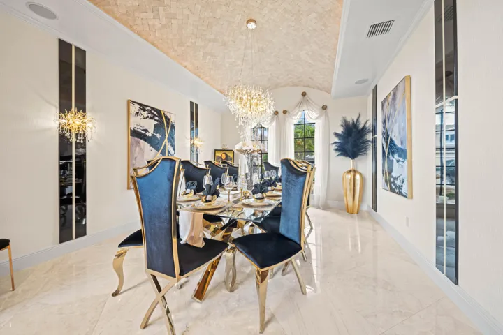 Formal Dining with Barrel Vault ceiling made with custom Mosaic Tile