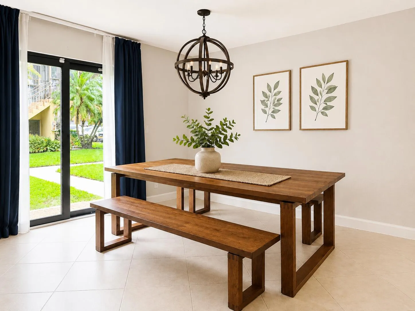 Dining room with side patio doors