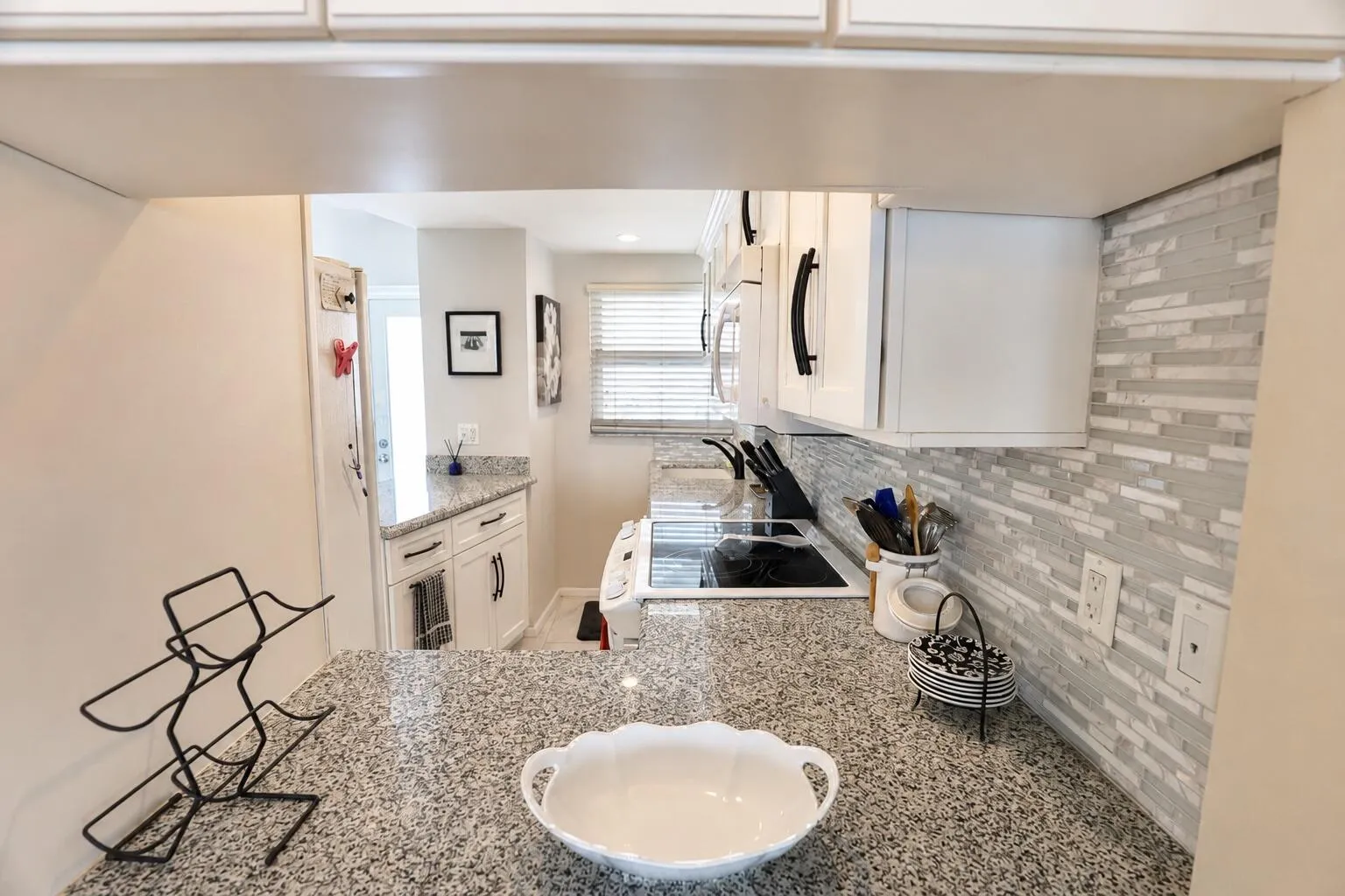 View from dining room to kitchen.