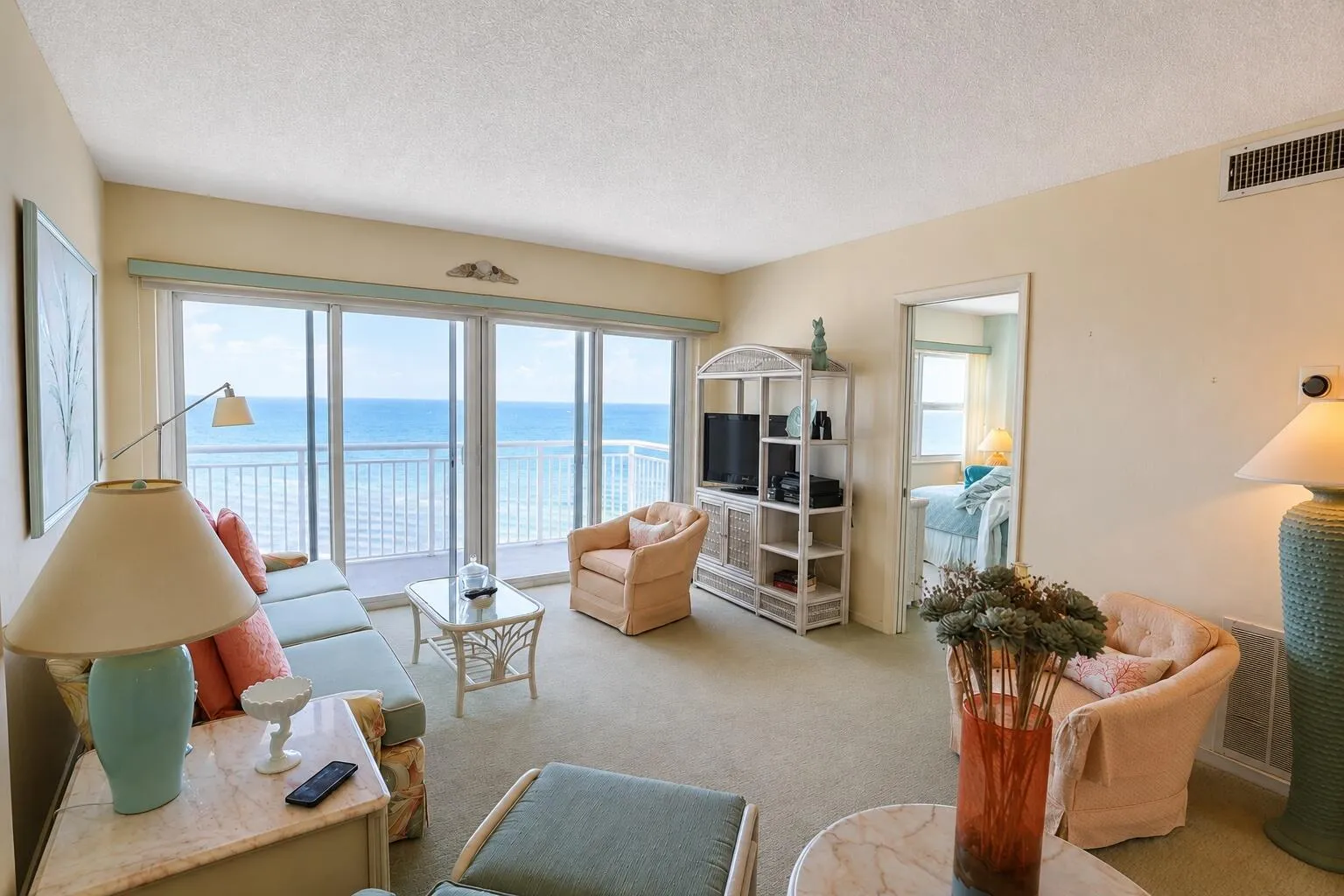 Living room with direct ocean view!