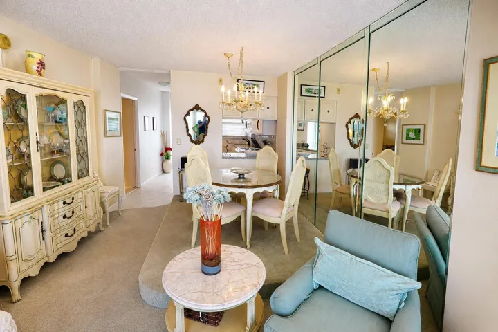 Living room facing kitchen.
