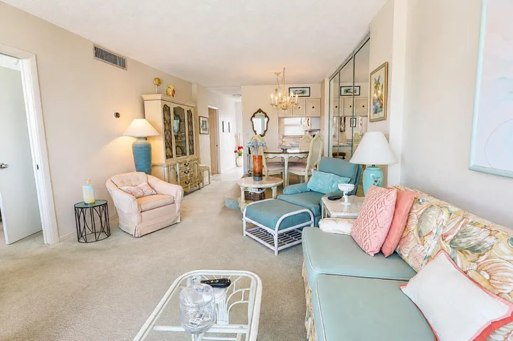 Living room facing kitchen.