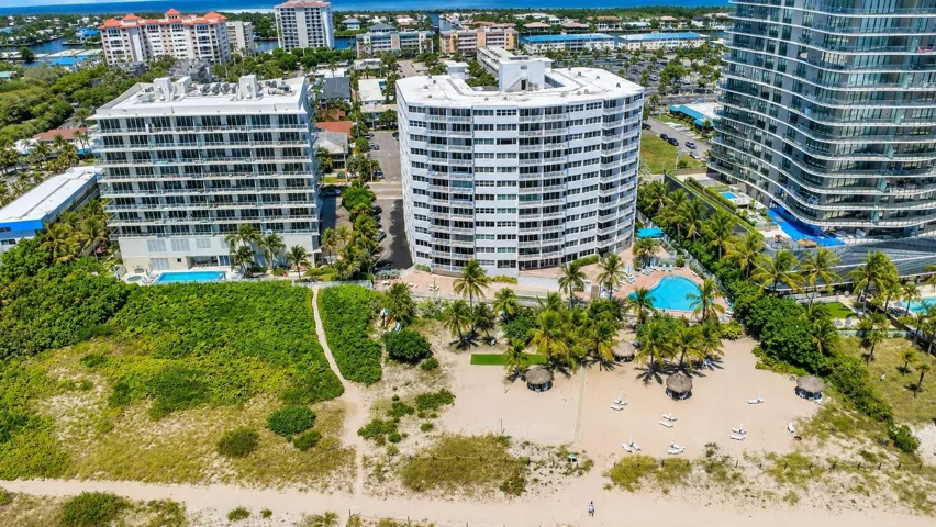 View from the beach to the building.