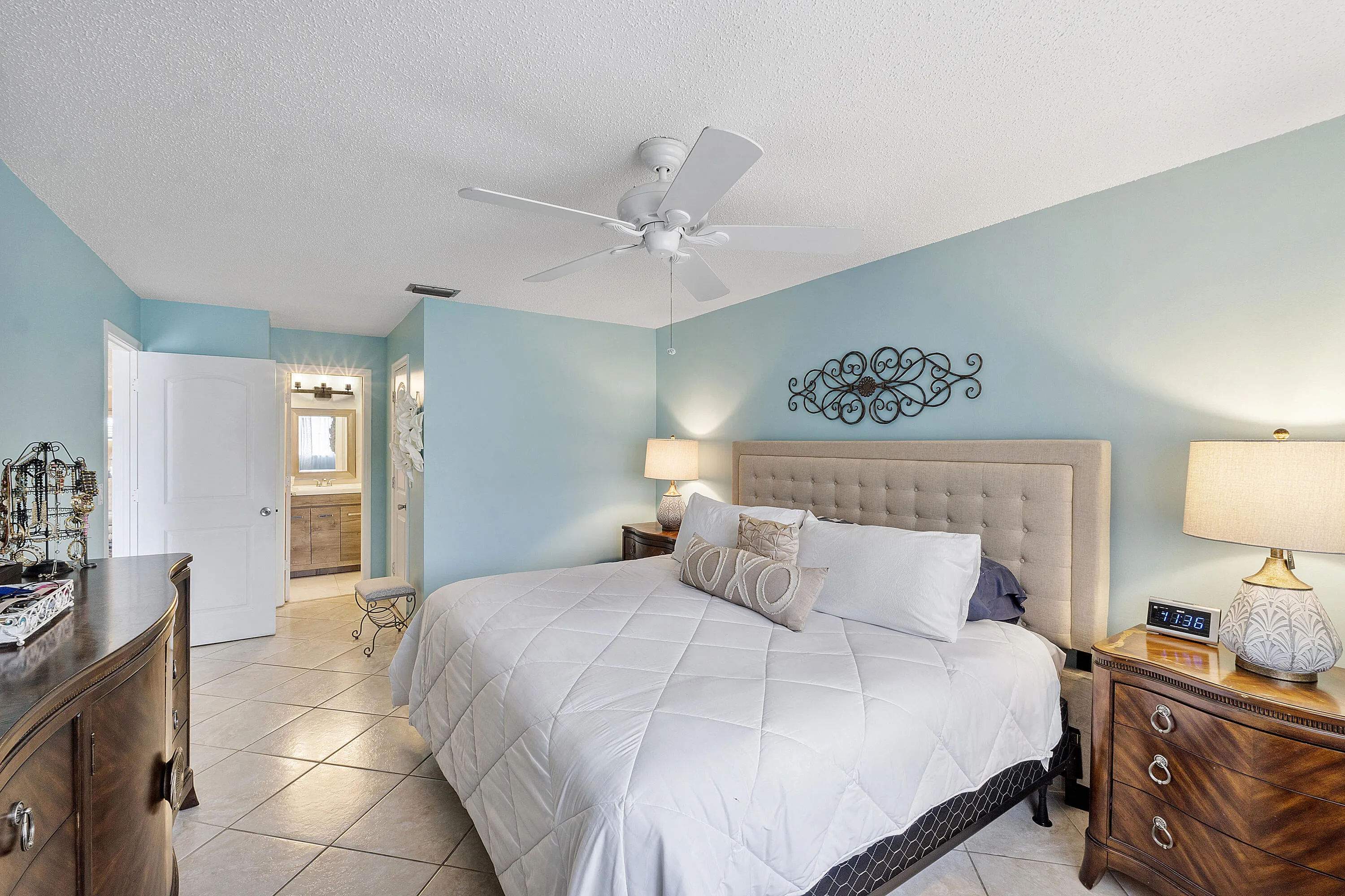 Primary bedroom with updated bathroom