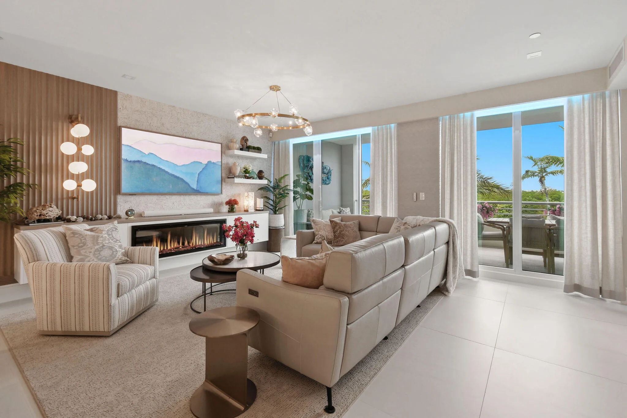 Living Room with ambient lighting in Blue