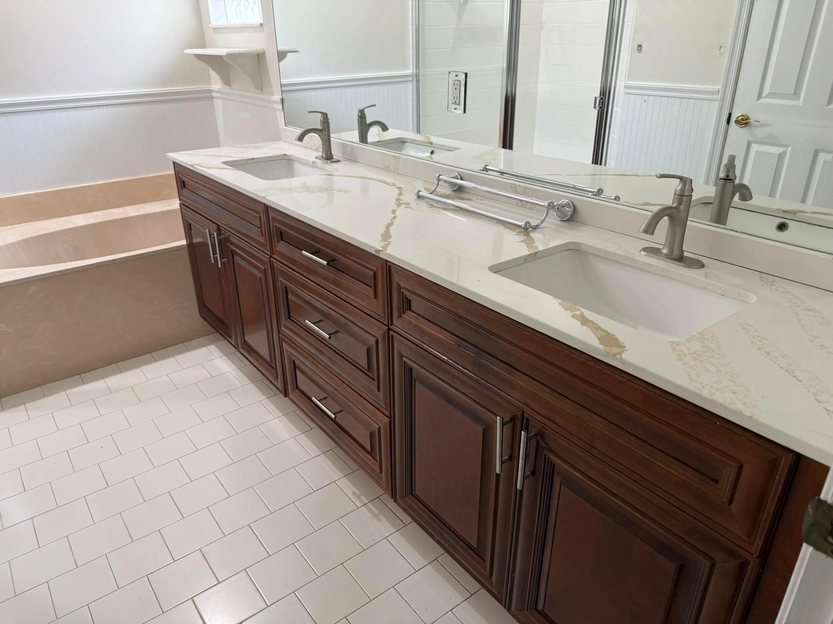 Separate tub and shower.