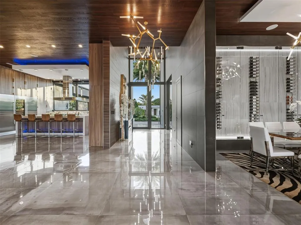 wine wall, entry hall