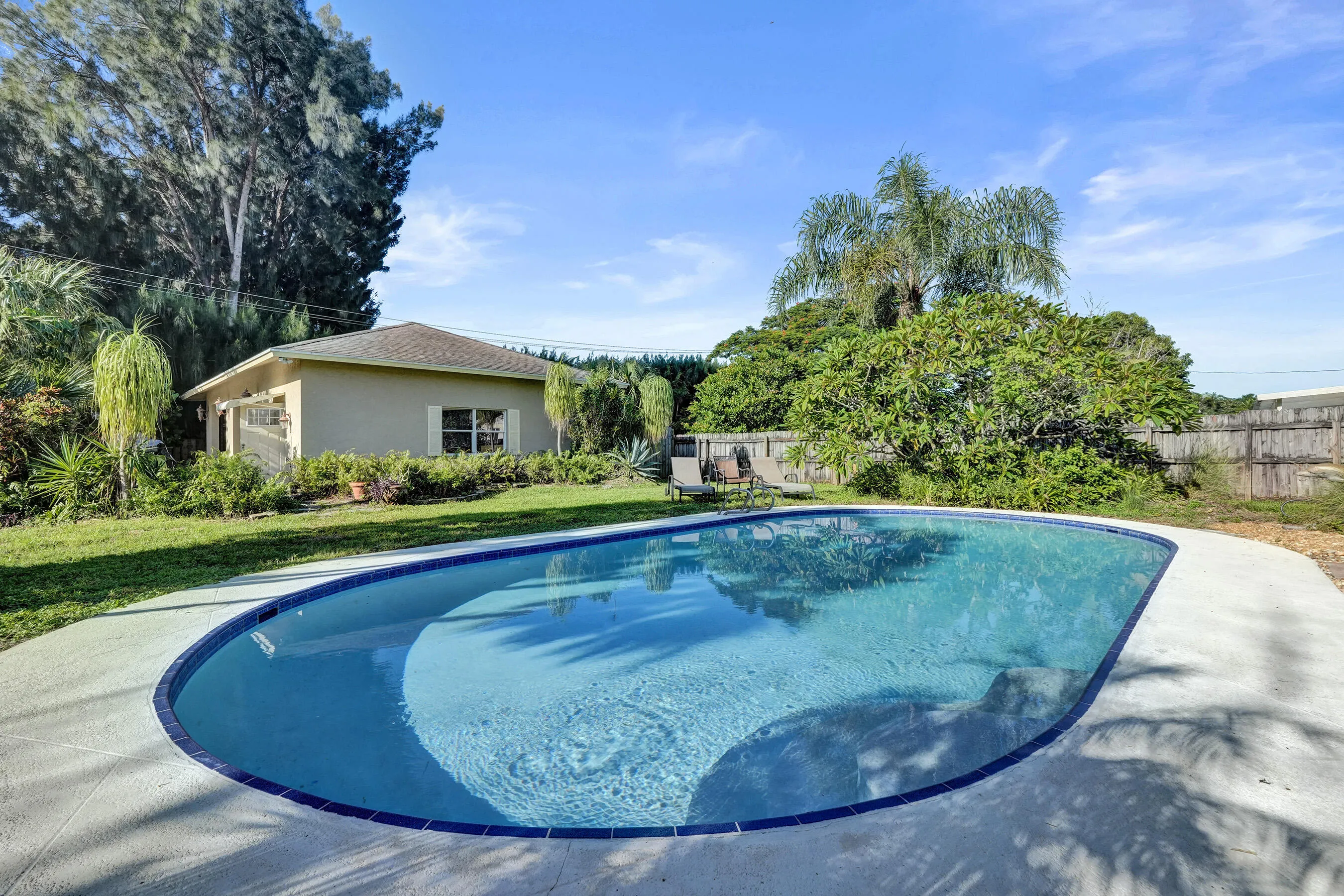 Pool over looking rear garage