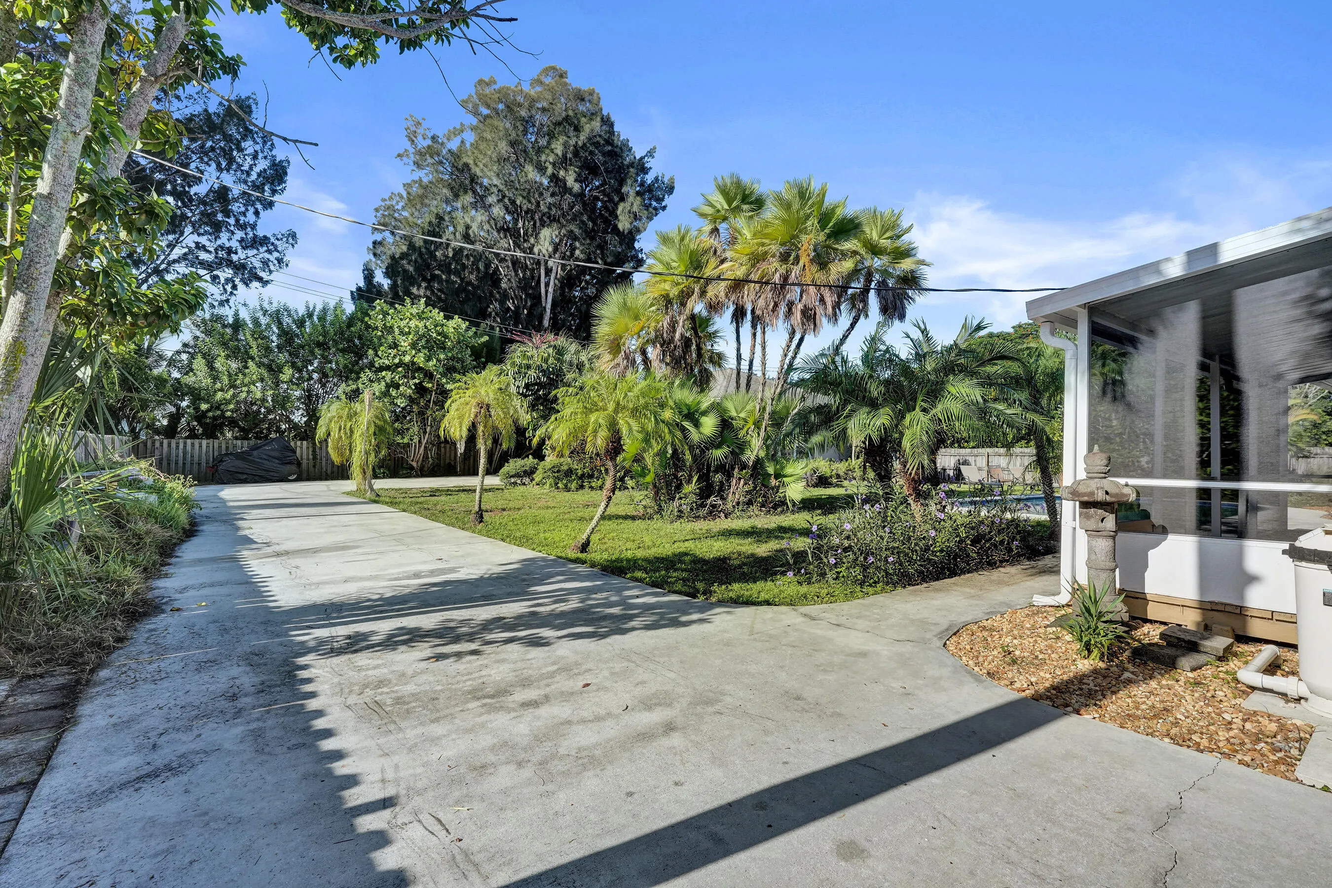 long extended rear driveway