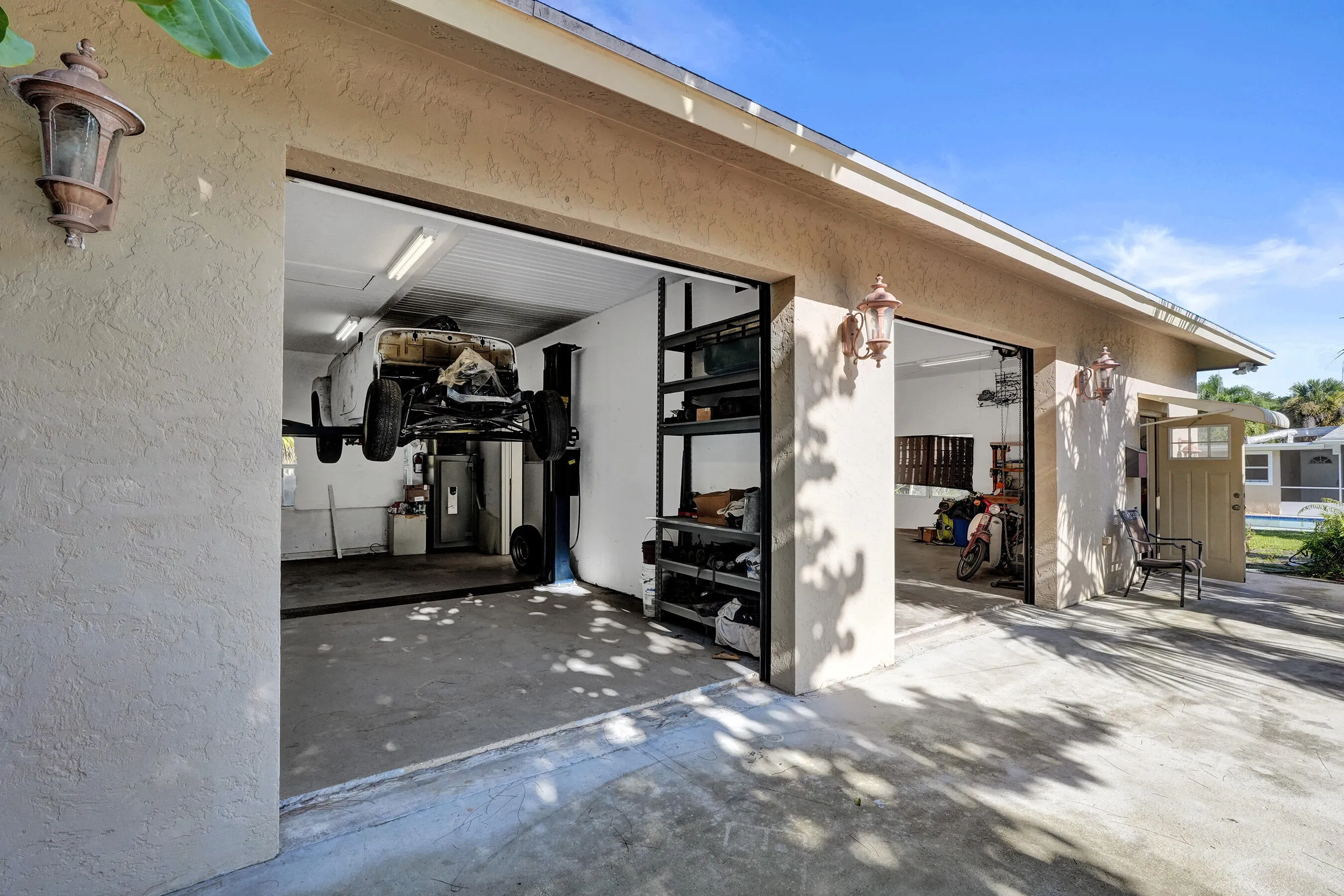 Open garage bays