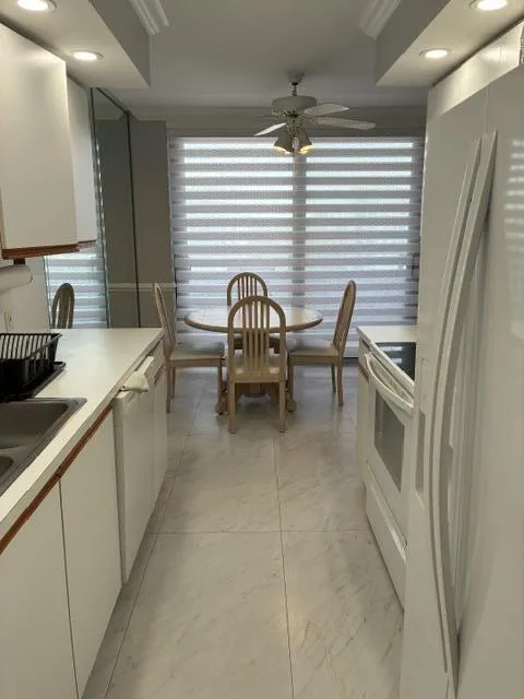 Kitchen with separate dining area.