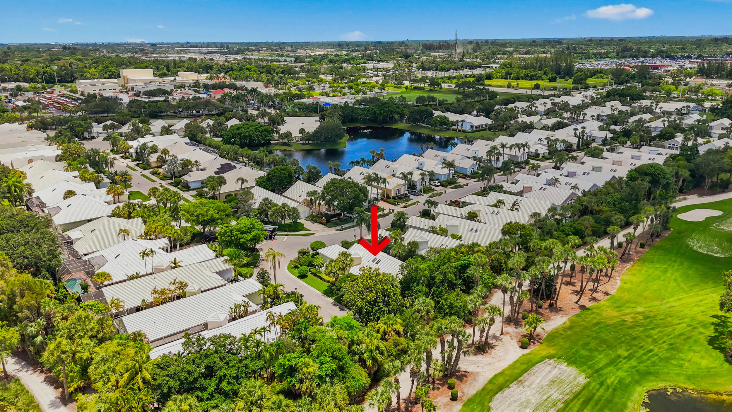 Elevated perspective showing the property’s location within the surrounding residential community.